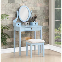 Alcott Hill Wood Vanity And Stool Set, Makeup Table Set,Dresser With Chair And Mirror
