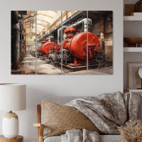 Williston Forge Red Power Plants Powerful Energies - Architecture Wall Art Living Room - 4 Panels