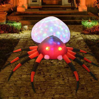 The Holiday Aisle® 4 FT Width Halloween Inflatable Outdoor Red Legged Spider With Magic Light, Blow Up Yard Decoration C