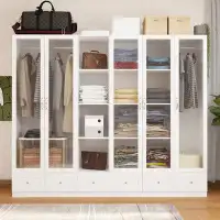 Latitude Run® Wardrobe Set With Tempered Glass Door And Strong Storage