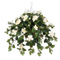 House of Hampton Faux Hibiscus Trailing Hanging Flowering Plant in Planter