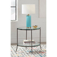 Latitude Run® Laurie Round Glass Top End Table