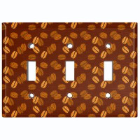 WorldAcc Metal Light Switch Plate Outlet Cover (Coffee Mocha Espresso Beans Brown - Triple Toggle)