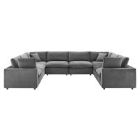 TODAY DECOR Todaydecor Commix Down Filled Overstuffed Performance Velvet 8-Piece Sectional Sofa