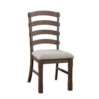 Rosalind Wheeler Grey Fabric Classic Upholstered Dining Chair, Oak Finish, Brown Set Of Two