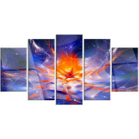 Design Art Colourful Glowing Space Flower Fractal' 5 Piece Graphic Art on Metal Set