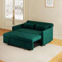 Latitude Run® Sofa Pull Out Bed Included Two Pillows 54" Velvet Sofa For Small Spaces