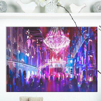 Made in Canada - East Urban Home 'Interior Night Club with Bright Lights' Graphic Art Print on Wrapped Canvas
