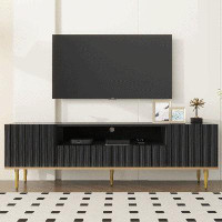 Mercer41 Modern TV Cabinet With 2 Drawers And 2 Cupboards, Black