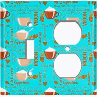 WorldAcc Metal Light Switch Plate Outlet Cover (Coffee Cup Mocha Espresso Lover Teal - (L) Single Toggle / (R) Single Ou