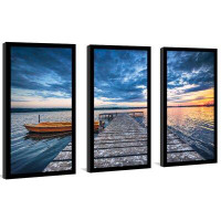 Made in Canada - Picture Perfect International Small Dock and Boat 1 - 3 Piece Picture Frame Photograph Print Set on Acr