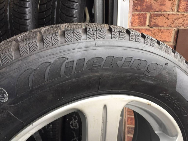 17 INCH FOR MAZDA TOYOTA NISSAN WINTER PACKAGE ON BRAND NEW STICKER TIRES MILEKING WINTER MK617 225/65R17 USED RIMS in Tires & Rims in Ontario - Image 3