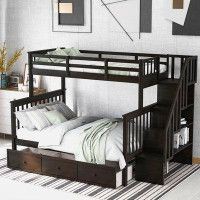 Harriet Bee MM White Twin Over Full Bunk Bed With Drawer