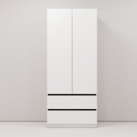Ebern Designs 32" Modern White Closet System with 2 Drawers