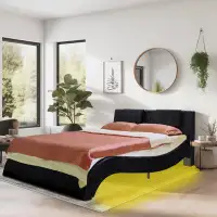 Ivy Bronx Faux Leather Upholstered Platform Bed Frame With Led Light