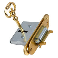 UNIQANTIQ HARDWARE SUPPLY Brass Round Full Mortise Lock with Two Skeleton Keys for Roll Top Desk