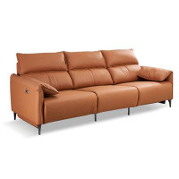 MABOLUS 100.79" Orange Genuine Leather Reclining Modular Sofa cushion couch