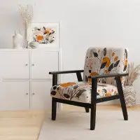 Design Art Retro Terracotta Wildflowers Illustration XII - Upholstered Modern Arm Chair