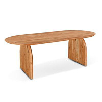 Brayden Studio Carlyn 79" Fixed Table Solid Wood Sled Dining Table