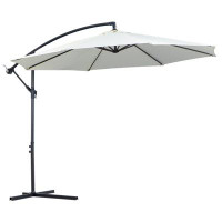 Arlmont & Co. 9.7ft Offset Patio Umbrella, Hanging Cantilever Parasol w/ Base