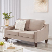 Mercer41 Upholstered Velvet Small Couch with Wooden Legs