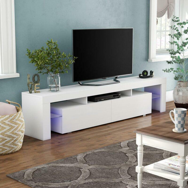NEW HIGH GLOSS LED TV STAND WHITE S3036 in TV Tables & Entertainment Units in Winnipeg - Image 3
