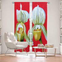 East Urban Home Lined Window Curtains 2-panel Set for Window Size 40" x 82" Marley Ungaro Gossip Girls White Orchids