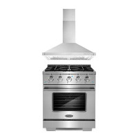 Cosmo 2 Piece Kitchen Package with 30" Freestanding Gas Range & 30" Wall Mount Range Hood