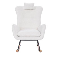 wendeway Teddy Upholstered Nursery Rocking Chair For Living Room Bedroom