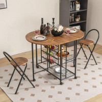 17 Stories 3 Pieces Folding Dining Table And Chair Set