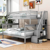 Harriet Bee Twin Over Full Bunk Bed,Wood Bunk Bed With Storage