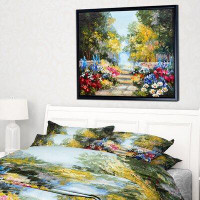 Made in Canada - East Urban Home 'Summer Forest with Flowers' Framed Oil Painting Print on Wrapped Canvas