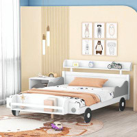 Zoomie Kids Car-Shaped Platform Bed with Storage Shelf for Bedroom