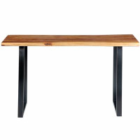 Millwood Pines Industrial Wooden Desk with Metal Sled Leg Support