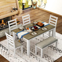 Red Barrel Studio Rustic 6-Piece Dining Set: Table, 4 Chairs, Bench