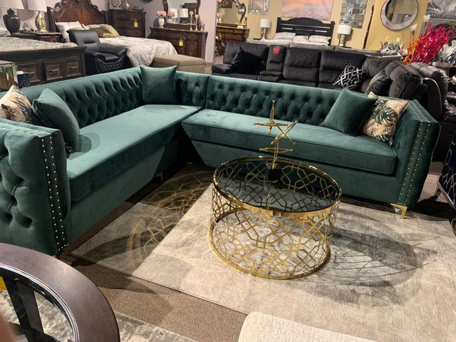 Green Tufted Sectional On Sale!!Color Choice Available in Couches & Futons in Leamington