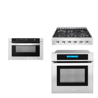 Cosmo 3 Piece Kitchen Package With 36" Slide-in Gas Cooktop 24" Built-in Microwave Drawer 24" Single Electric Wall Oven