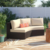 Beachcrest Home Sneed 83" Wide Wicker Patio Sofa with Cushions