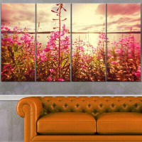 Design Art 'Meadow with Purple Flowers Alaska' 4 Piece Photographic Print on Wrapped Canvas Set