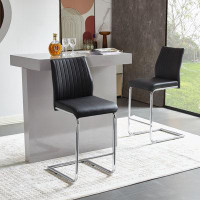 BOSTINS Set of 2 PU Leather Bar Stools with Comfortable Seating