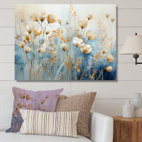 Winston Porter Grey And Gold Flower Garden Delight I - Plants Wall Art Living Room