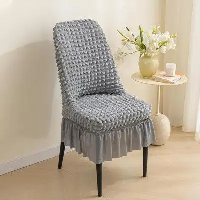 House of Hampton Curved Chair Cover - Full Wrap Dining Chair Cover With Elastic Backrest, Integrated Stool Cover, Seat C