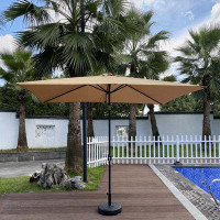 Arlmont & Co. Outdoor Patio Umbrella 10 Ft X 6.5 Ft Rectangular With Crank Weather Resistant UV Protection Water Repelle