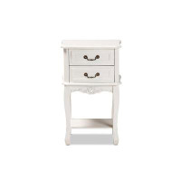 Lefancy.net Lefancy  Gabrielle Traditional French Country Provincial White-Finished 2-Drawer Wood End Table