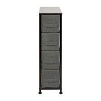 Flash Furniture 4 Drawer Vertical Slim Storage Dresser-Wood Top & Fabric Pull Drawers