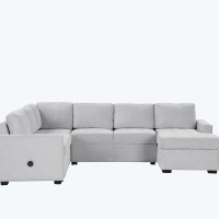 Ebern Designs Sectional Sleeper Sofa Bed with Lounge Chair, USB and Type-C Interfaces