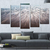 Made in Canada - Design Art 'Ocean Beach Water Motion' 5 Piece Wall Art on Wrapped Canvas Set