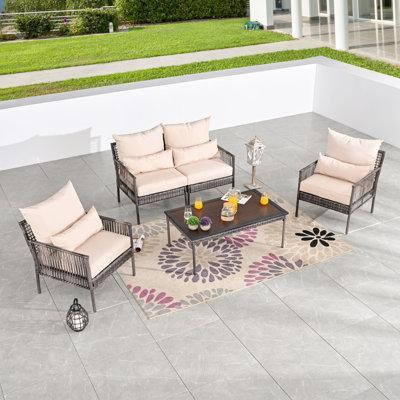 Bayou Breeze Aalaysia 5-Piece Outdoor Wicker Conversation Set in Patio & Garden Furniture