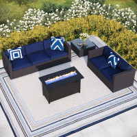 Lark Manor Rattan Outdoor Conversation Set With Cushion Set Of 7