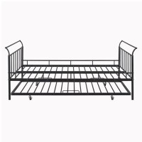 Winston Porter Metal Daybed with Curved Handle Design and Twin Size Trundle